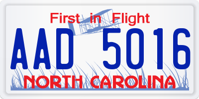 NC license plate AAD5016