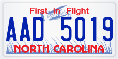 NC license plate AAD5019