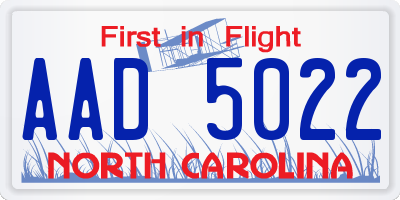NC license plate AAD5022