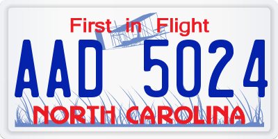 NC license plate AAD5024