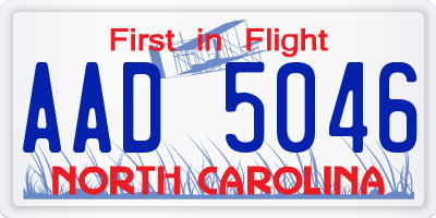 NC license plate AAD5046
