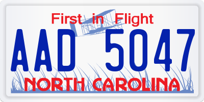 NC license plate AAD5047