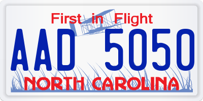 NC license plate AAD5050