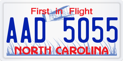 NC license plate AAD5055