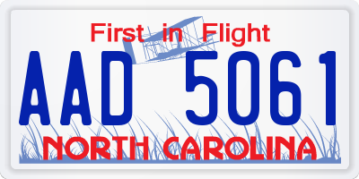 NC license plate AAD5061