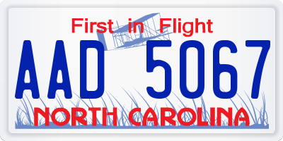 NC license plate AAD5067