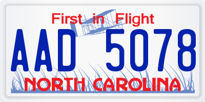 NC license plate AAD5078