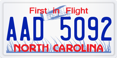 NC license plate AAD5092
