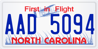 NC license plate AAD5094