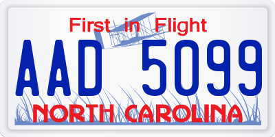 NC license plate AAD5099