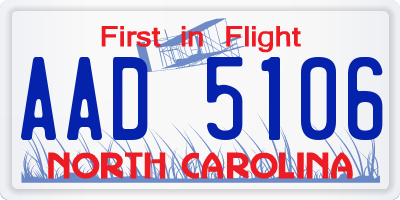 NC license plate AAD5106