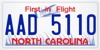 NC license plate AAD5110