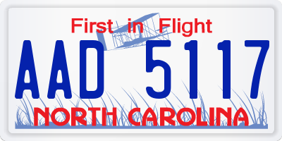 NC license plate AAD5117
