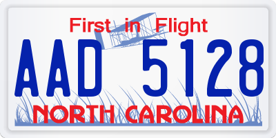 NC license plate AAD5128