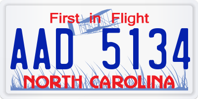 NC license plate AAD5134