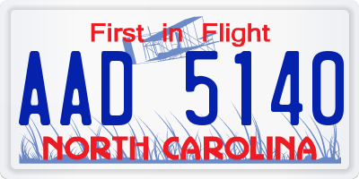 NC license plate AAD5140