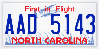 NC license plate AAD5143