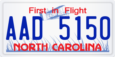 NC license plate AAD5150