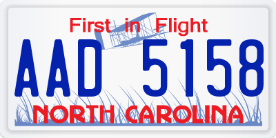 NC license plate AAD5158