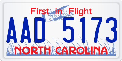 NC license plate AAD5173