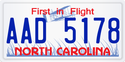 NC license plate AAD5178