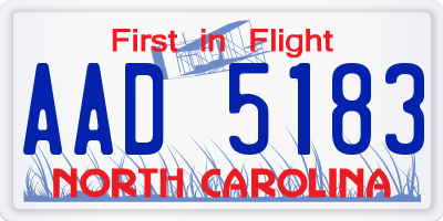 NC license plate AAD5183