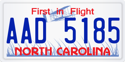 NC license plate AAD5185