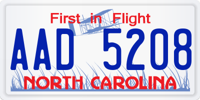 NC license plate AAD5208