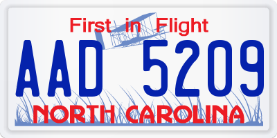 NC license plate AAD5209