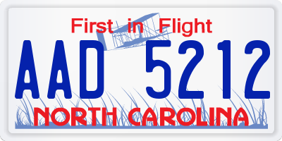 NC license plate AAD5212