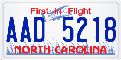 NC license plate AAD5218