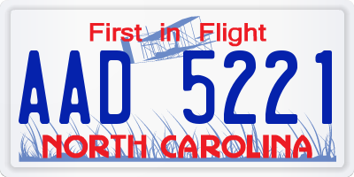 NC license plate AAD5221