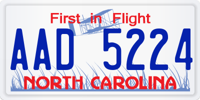 NC license plate AAD5224