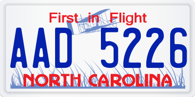NC license plate AAD5226