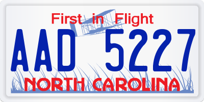NC license plate AAD5227