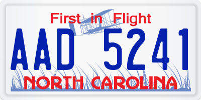 NC license plate AAD5241