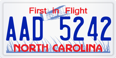 NC license plate AAD5242
