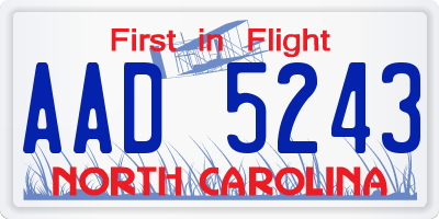 NC license plate AAD5243