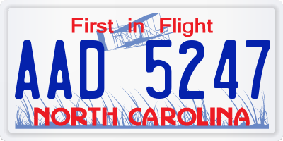 NC license plate AAD5247