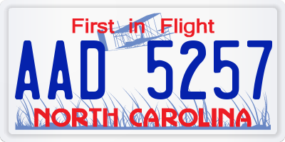 NC license plate AAD5257