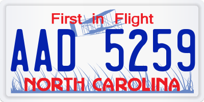 NC license plate AAD5259