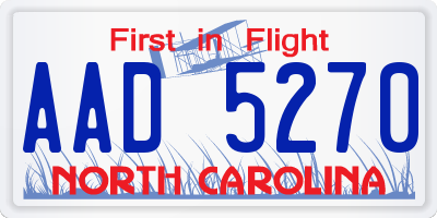 NC license plate AAD5270