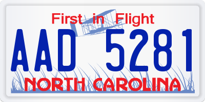 NC license plate AAD5281
