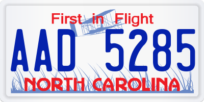 NC license plate AAD5285