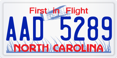 NC license plate AAD5289