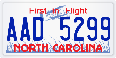 NC license plate AAD5299