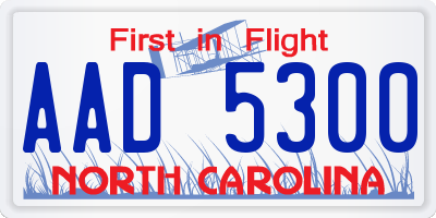 NC license plate AAD5300