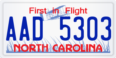 NC license plate AAD5303