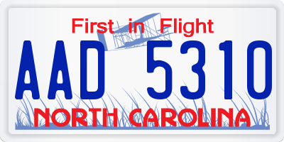 NC license plate AAD5310