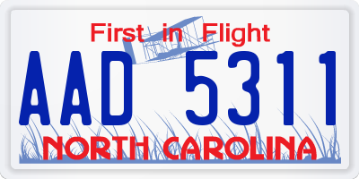 NC license plate AAD5311